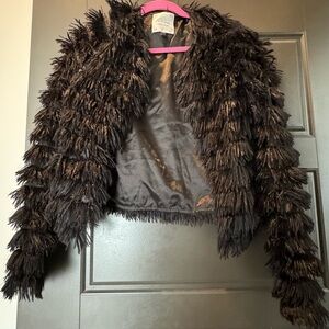 Black faux fur coat